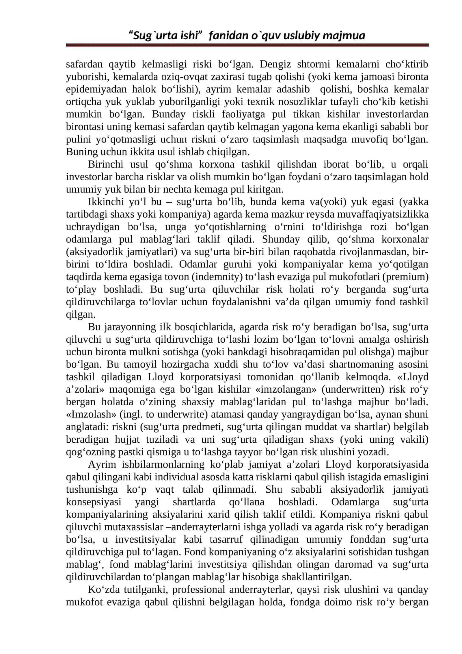 Sug‘urtaning iqtisodiy mohiyati va bozor munosabatlari 2