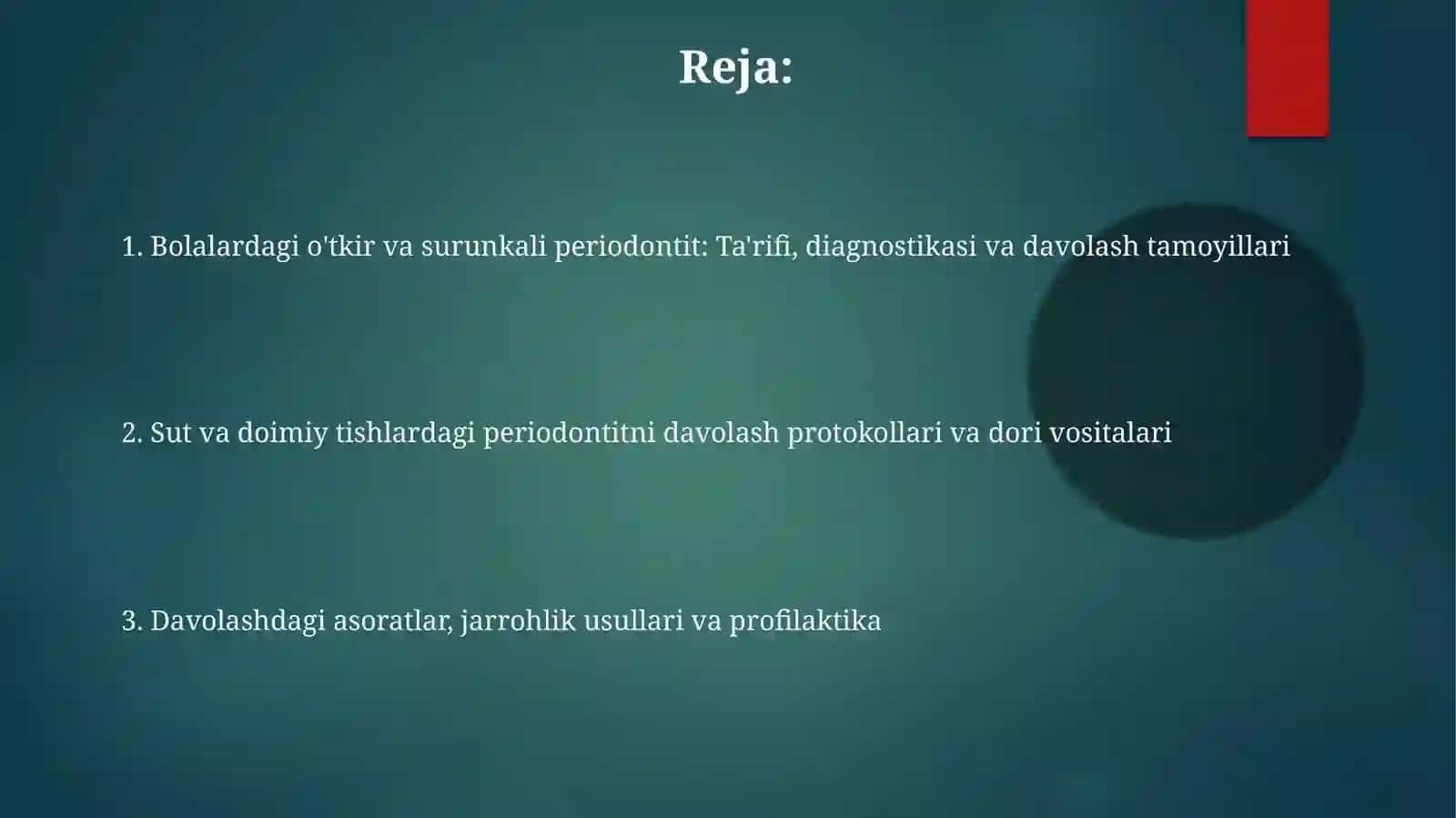 Sut va doimiy tishlardagi periodontitni davolash protokollari va dori vositalari 2