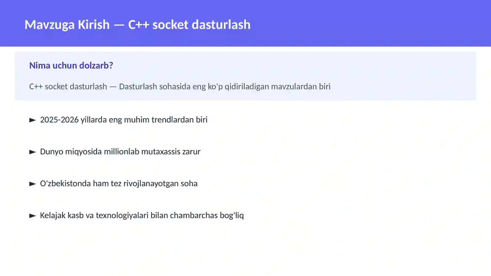 C++ socket dasturlash 2
