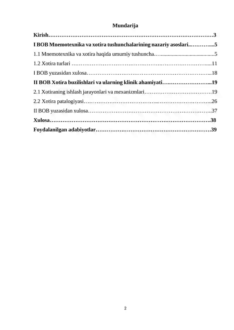 Mnemotexnika. Xotira buzilishlari va ularning klinik ahamiyati 2