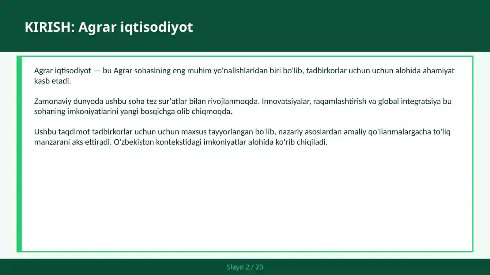Agrar iqtisodiyot 2