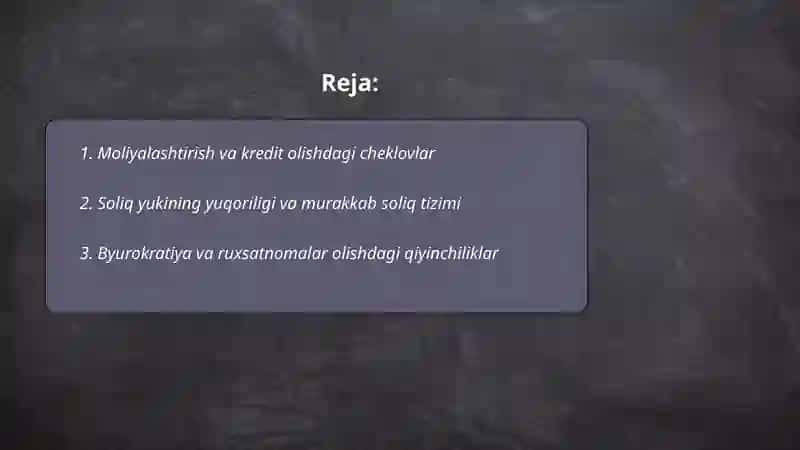 Tadbirkorlikni rivojlantirishdagi muammolar 2