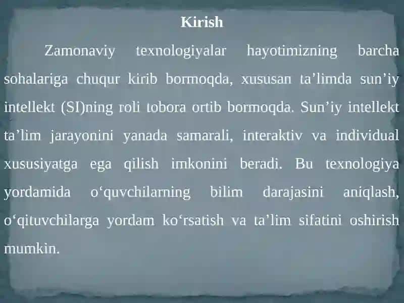 Sun’iyintellektning ta’limi 2