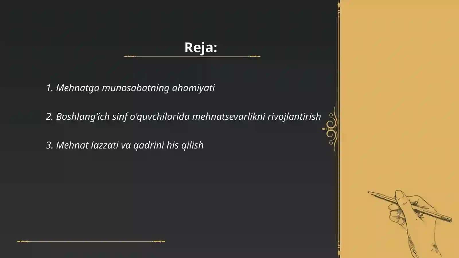 Mehnatga munosabat tushunchalarini oʻstirish 2