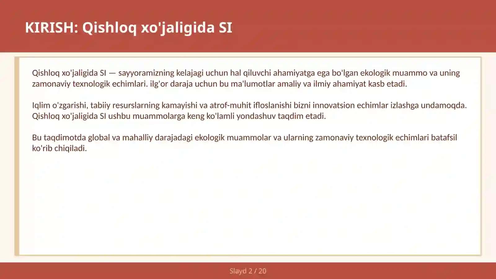 Qishloq xo'jaligida SI 2