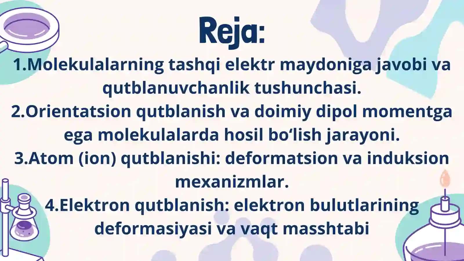 Molekulalar tashqi elektr maydonida orientatsion va qutblanish 2