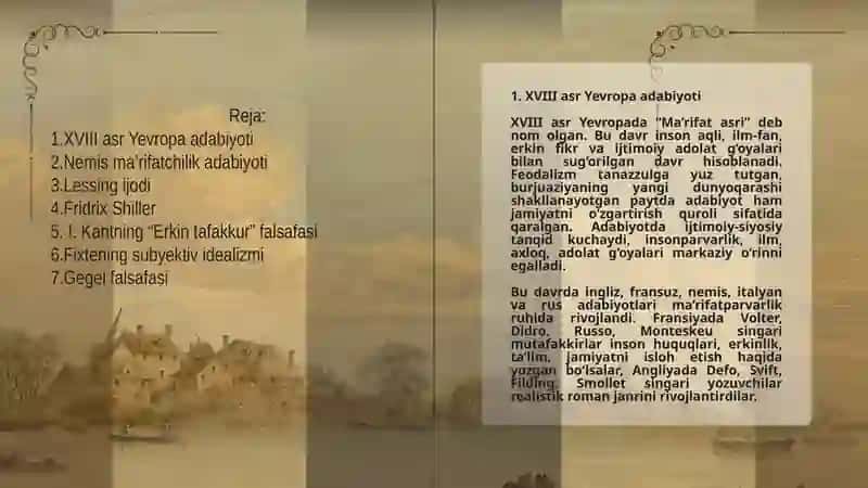 XVIII asr Yevropa ma’rifatchilik adabiyoti 2