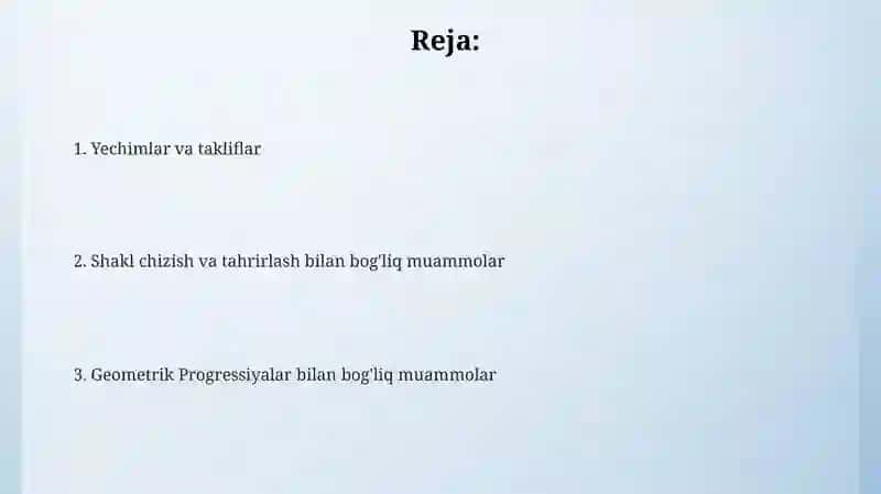 Geometrik tartib bilan bog'liq muanmolar 2
