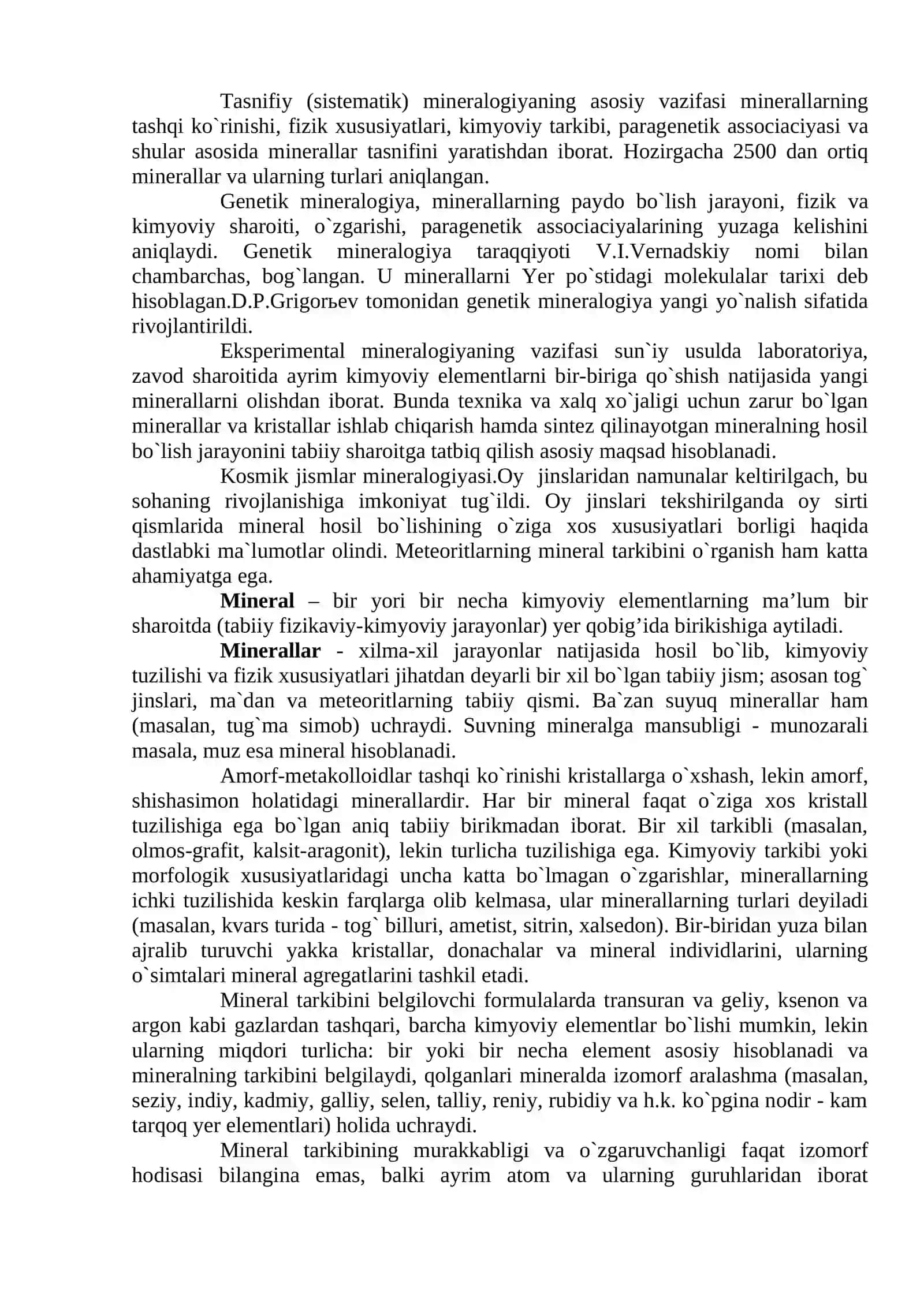 Mineralogiya fanining asosiy tushunchalari 2