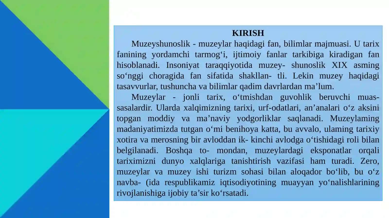 MUZEYSHUNOSLIK FAN SIFATIDA.  DAVLAT MUZEYI FONDI 2