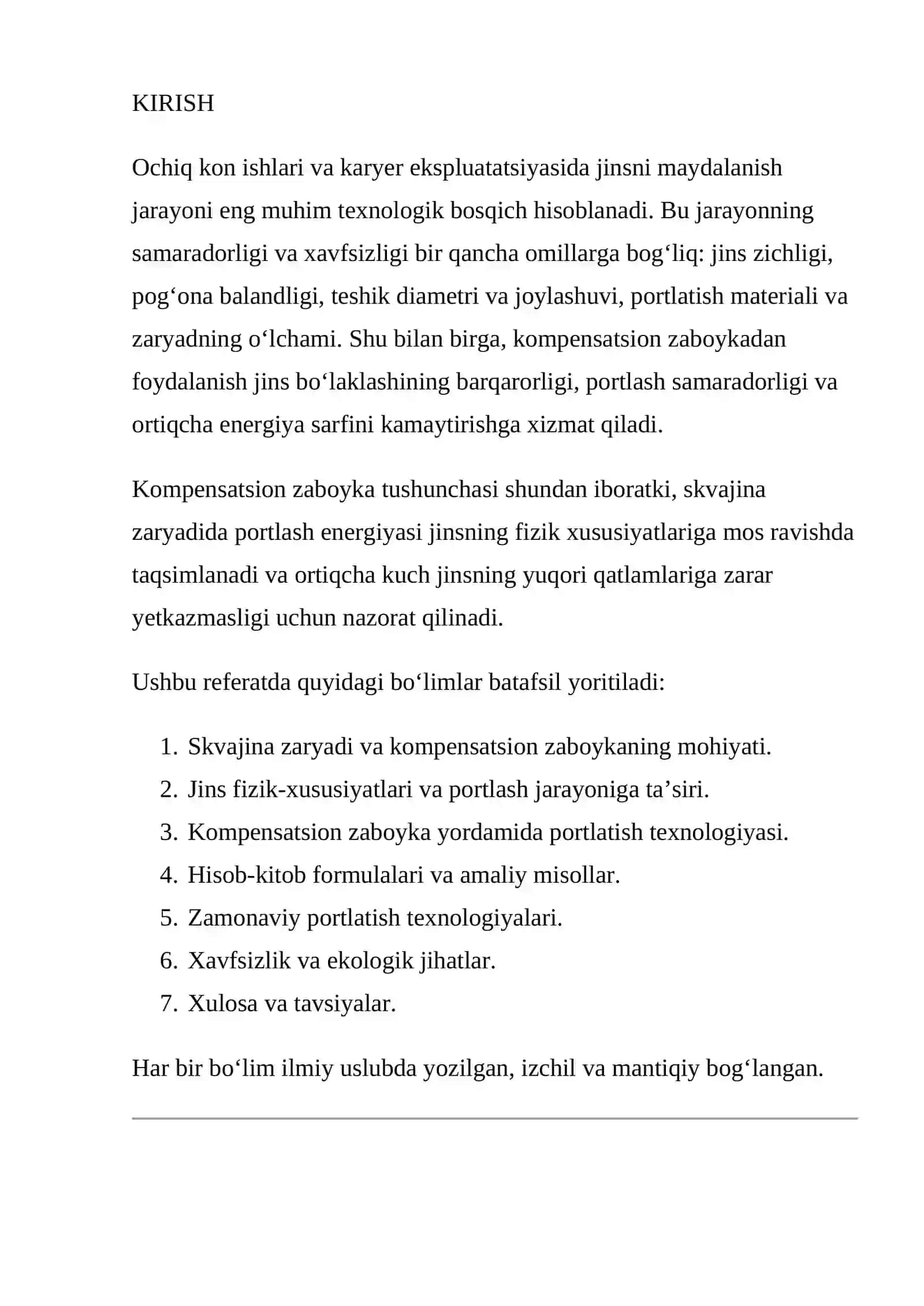PORTLOVCHI MODDA SKVAJINA ZARYADIDA KOMPENSATSION ZABOYKADAN FOYDALANIB KON JINSI MAYDALANISHINI O‘RGANISH 2