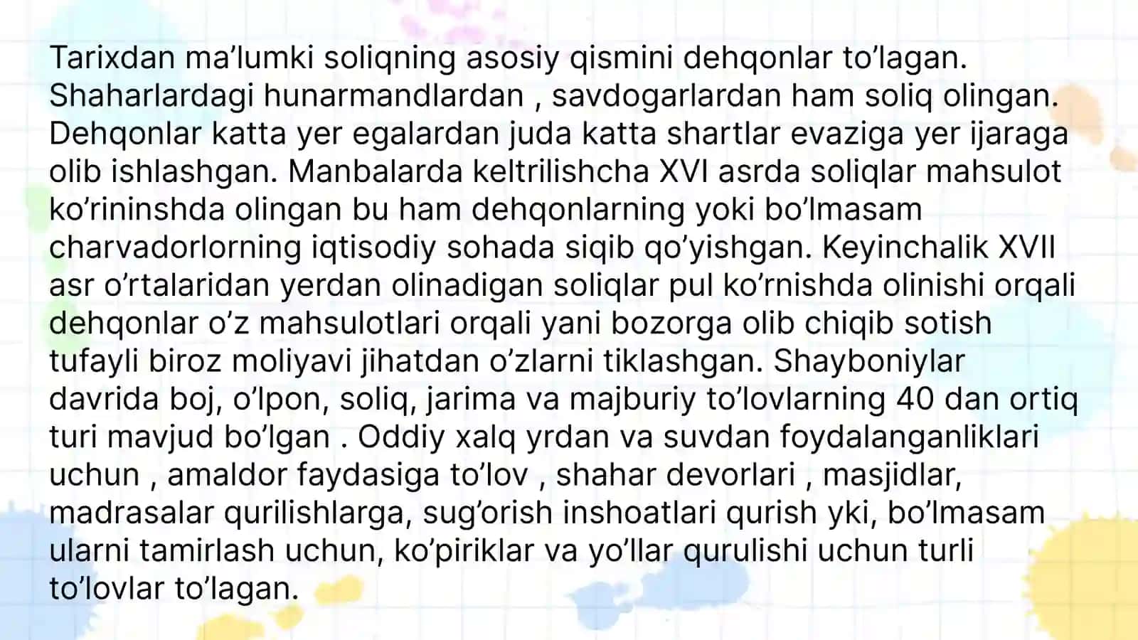 Xonliklarni soliqlar tasnifi 2