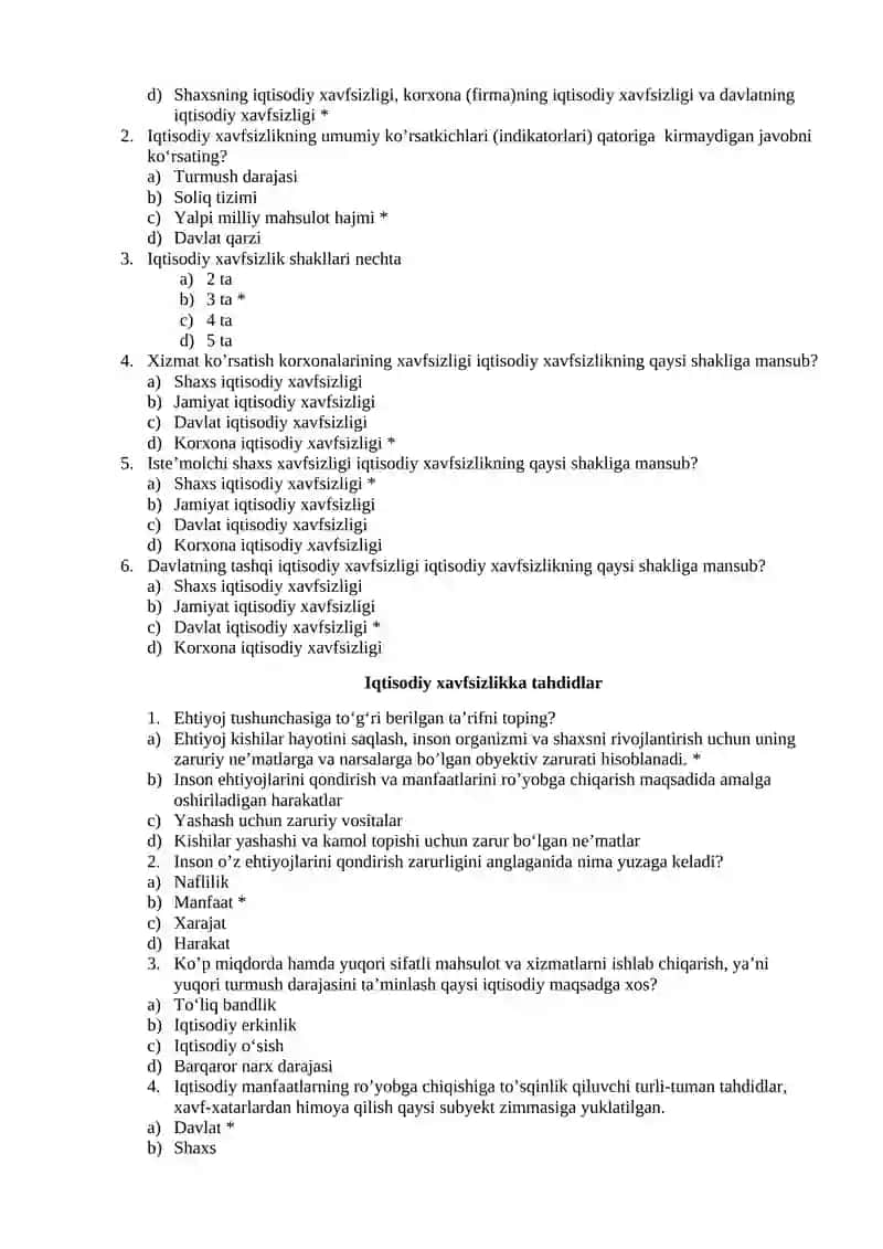 Iqtisodiy xavfsizlik faniga kirish, uning mohiyati va tarkibiy elementlari 2