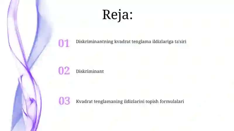 Diskriminantning kvadrat tenglama ildizlariga ta'siri 2