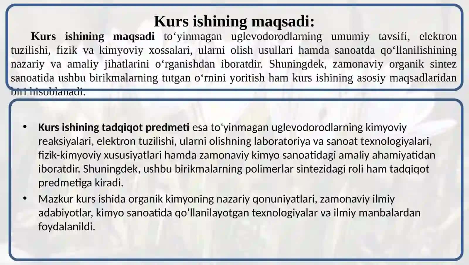 Kurs ishi mavzusining dolzarbligi va vazifalari 2