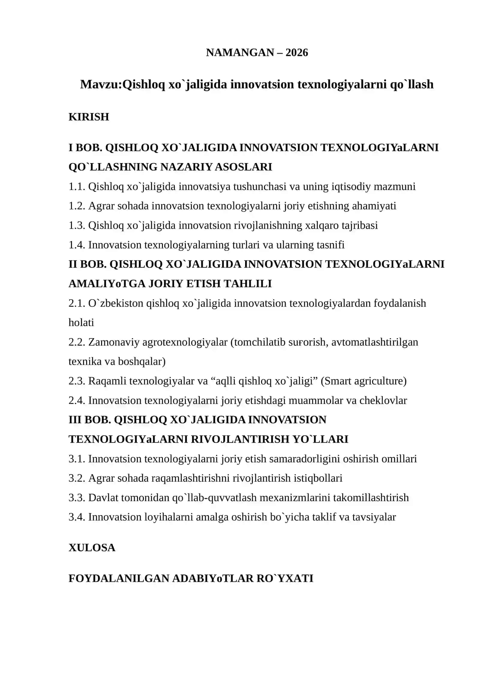 Qishloq xo`jaligida innovatsion texnologiyalarni qo`llash 2