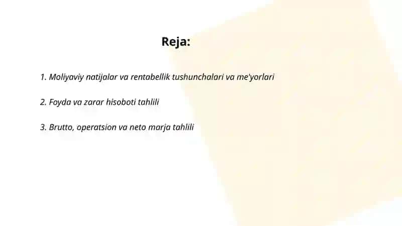 Moliyaviy natijalar va rentabellik tahlili 2