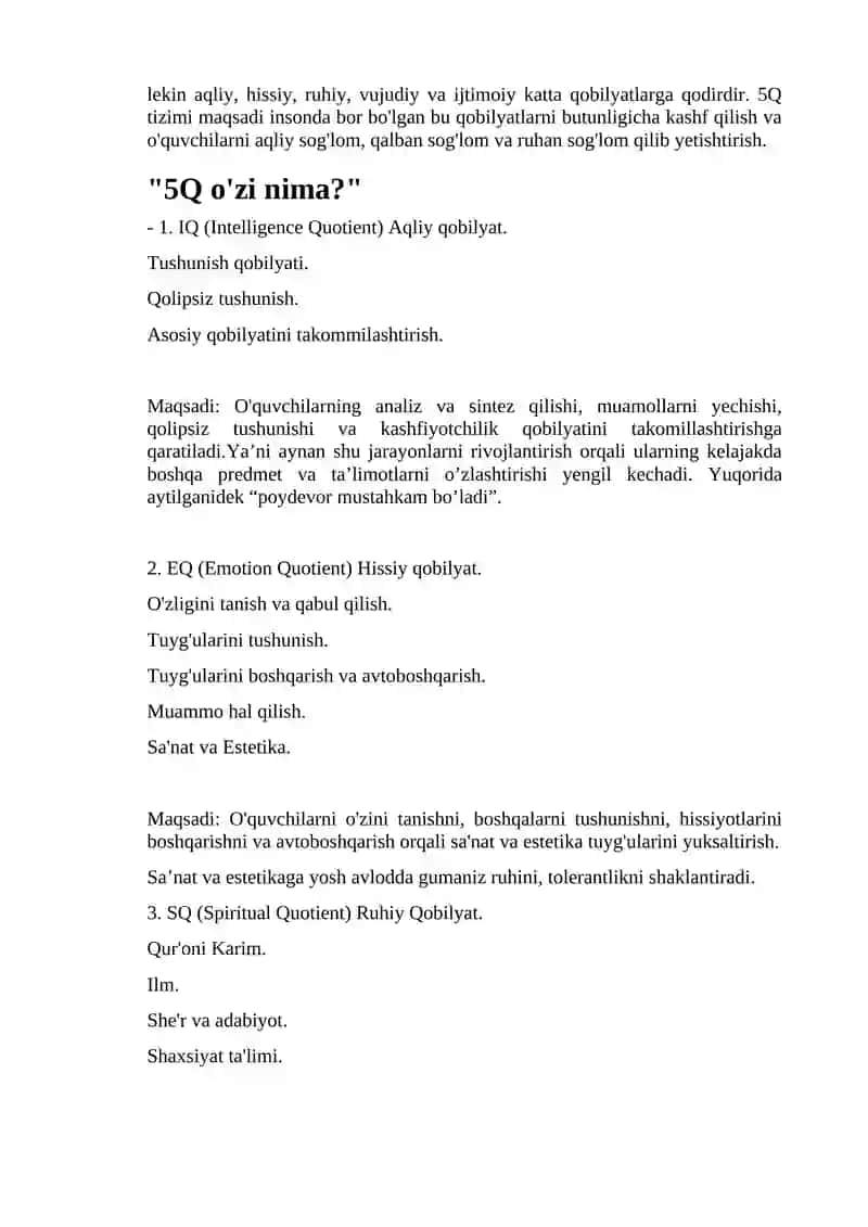 5Q Ta'lim tizimi 2