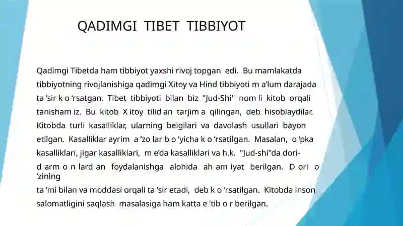 QADIMGITIBET TIBBIYOTI 2