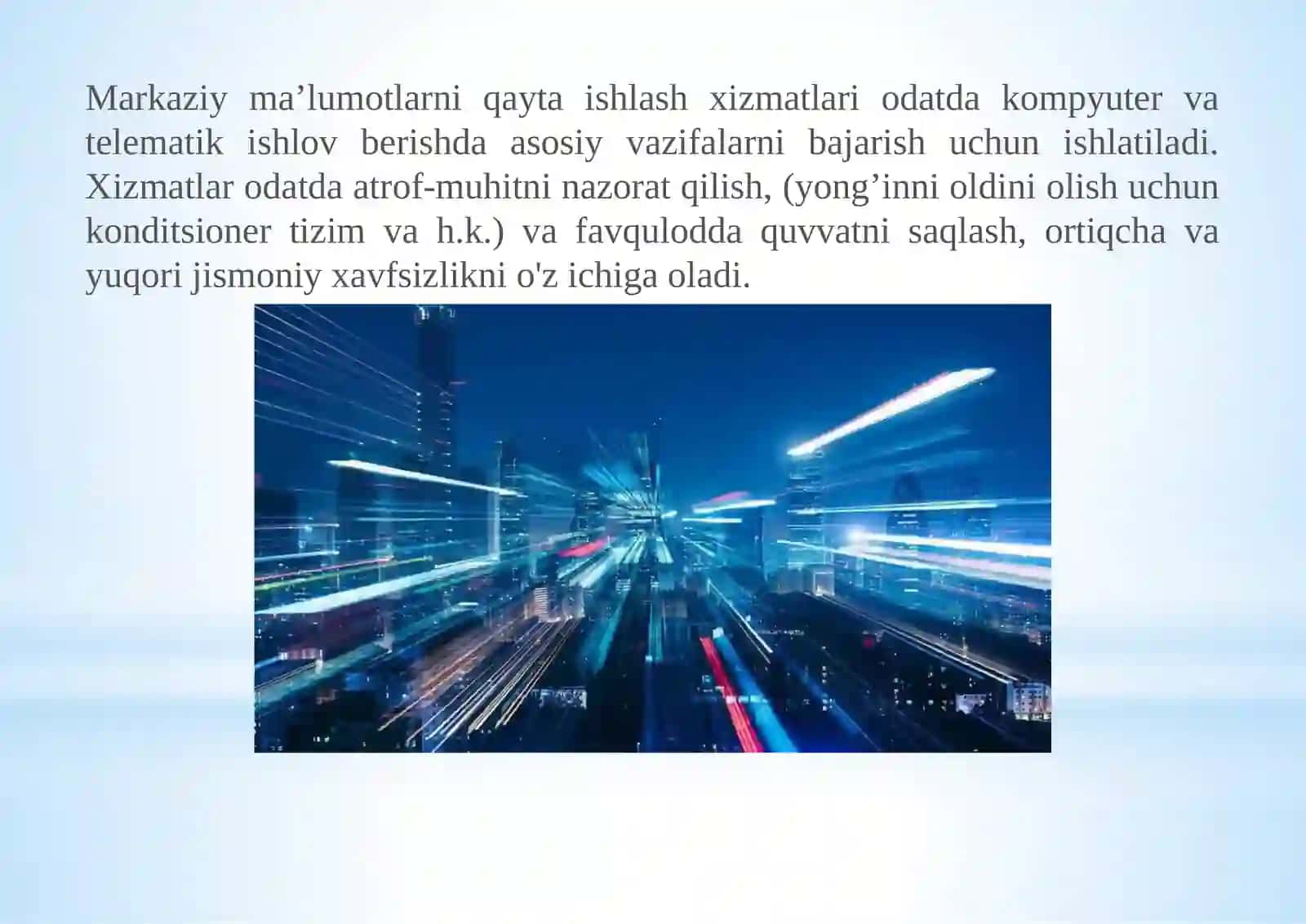Markaziy ma’lumotlarni qayta ishlash xizmatlari 2