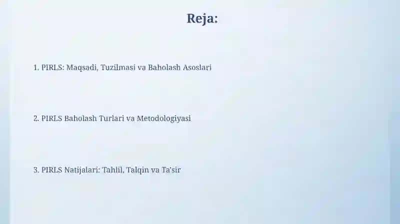 PIRLS Baholash Dasturi 2