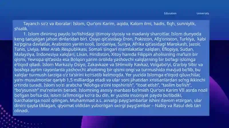 ISLOM QADRIYATLARI VA MAʼRIFATINING HOZIRGI DAVRDAGI AHAMIYATI 2