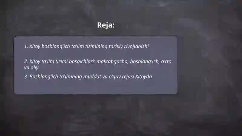 Xitoy boshlang'ich ta'lim tizimi 2