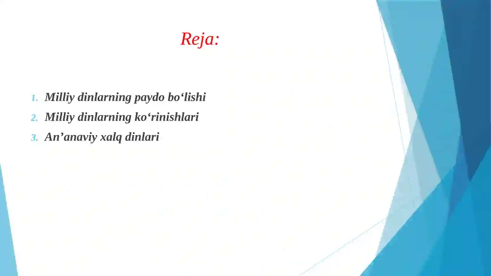 Milliy dinlar paydo bo'lishi va ko'rinishlari 2