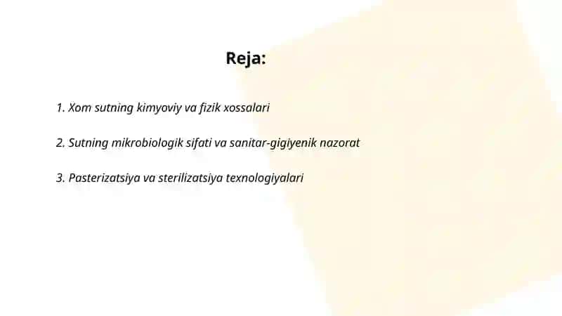 Sut mahsulotlarini texnologiyasi va ekspertizasi 2