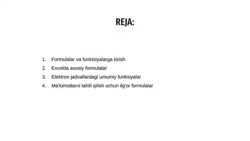Formulalar va funksiyalar 2