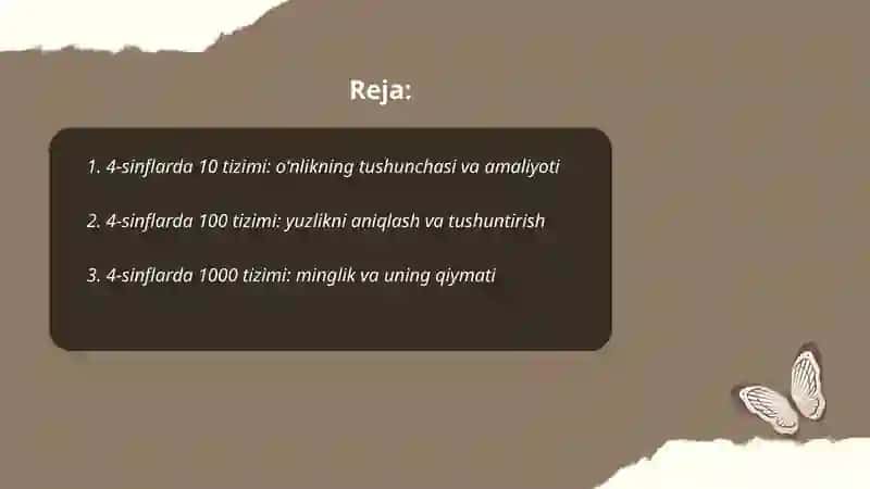 4-sinflarda 10 100 1000 sonlarni nomerlashga oʻrgatish 2