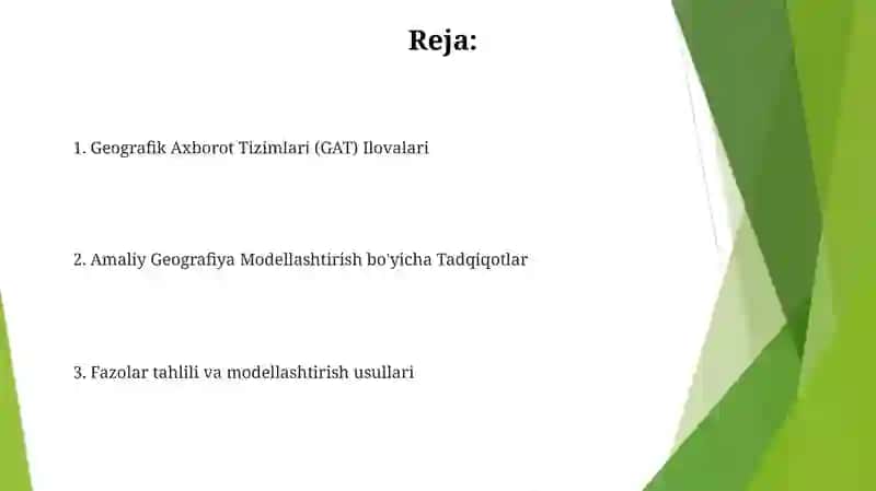 Amaliy geografiya va modellashtirish 2
