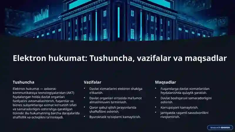 Elektron Hukumat, Bulutli Texnologiyalar va Cloud Xizmatlariga Kirish 2