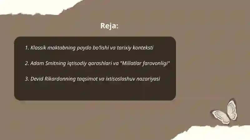 Makroiqtisodiyotning yuzaga kelishi: klassik maktab vakillarining iqtisodiy qarashlari 2