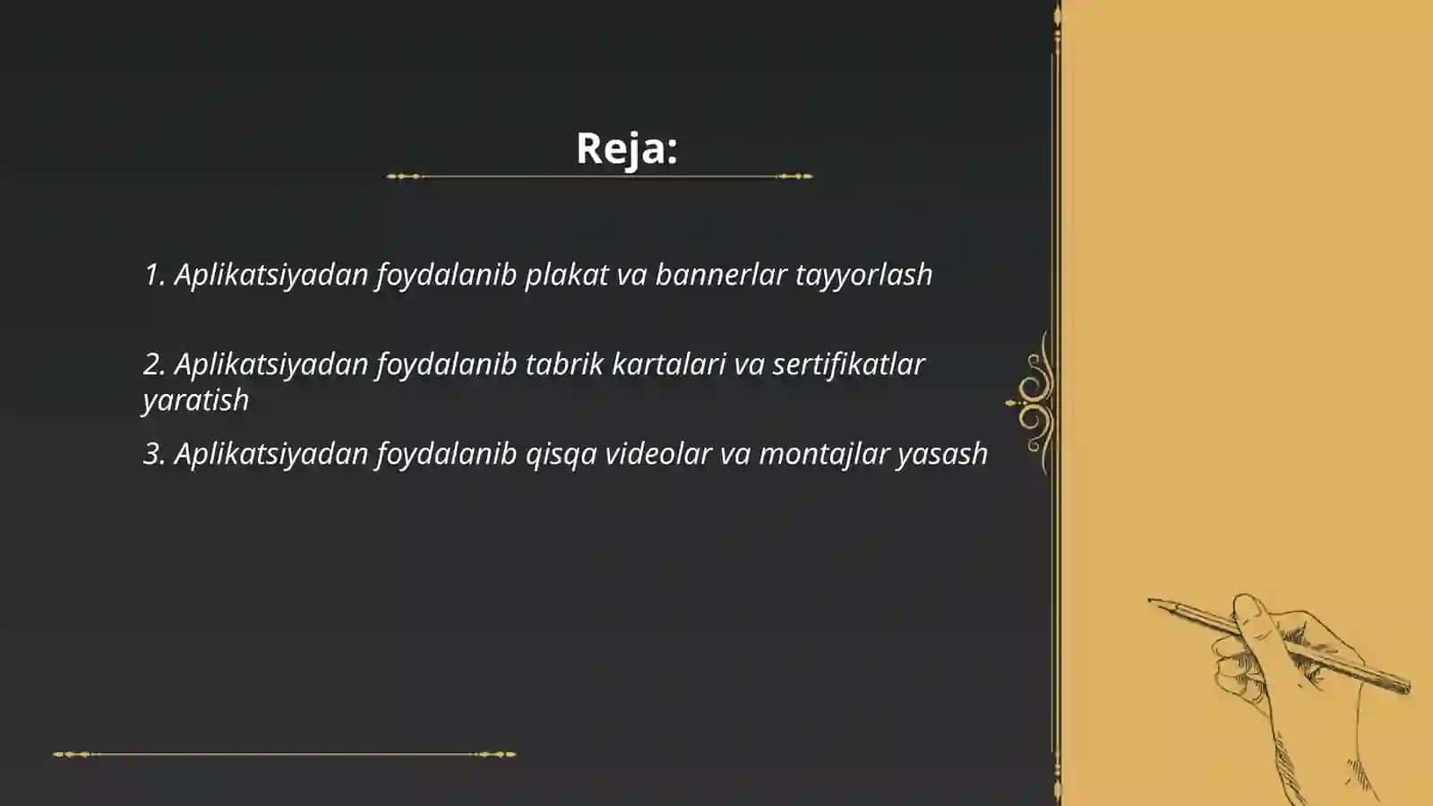 Aplikatsiyadan foydalanib turli narsalar yasash 2