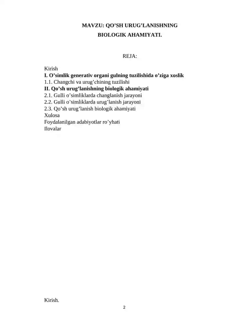 QO’SH URUG’LANISHNING BIOLOGIK AHAMIYATI 2