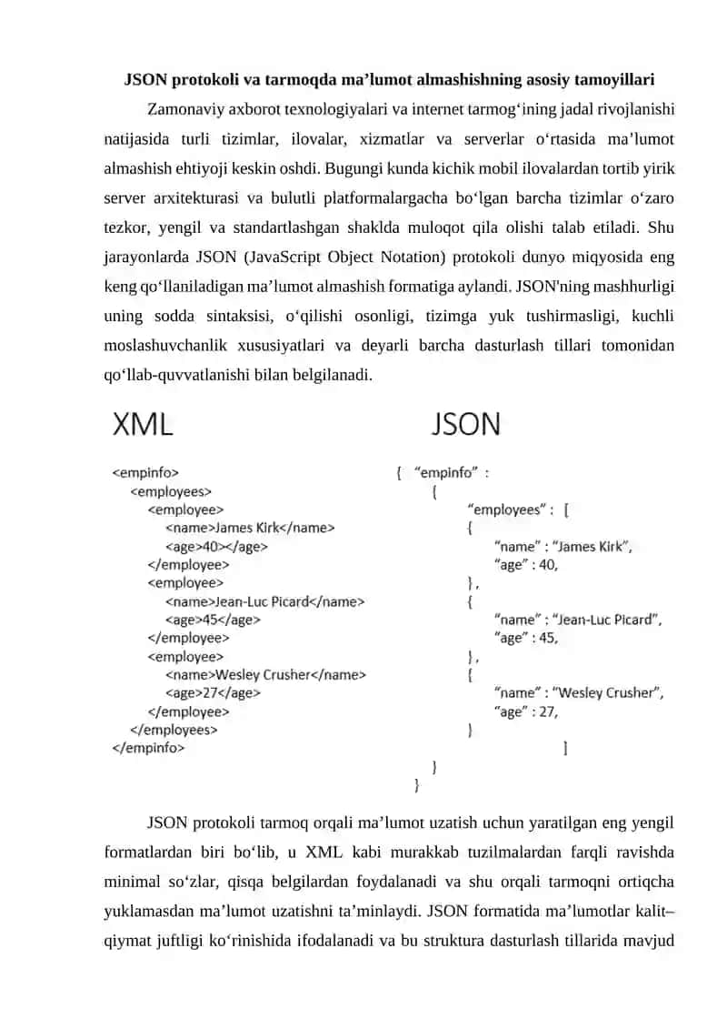 JSON PROTOKOLI ASOSIDA TARMOQDA MA’LUMOT ALMASHISH TIZIMINI YARATISH 2
