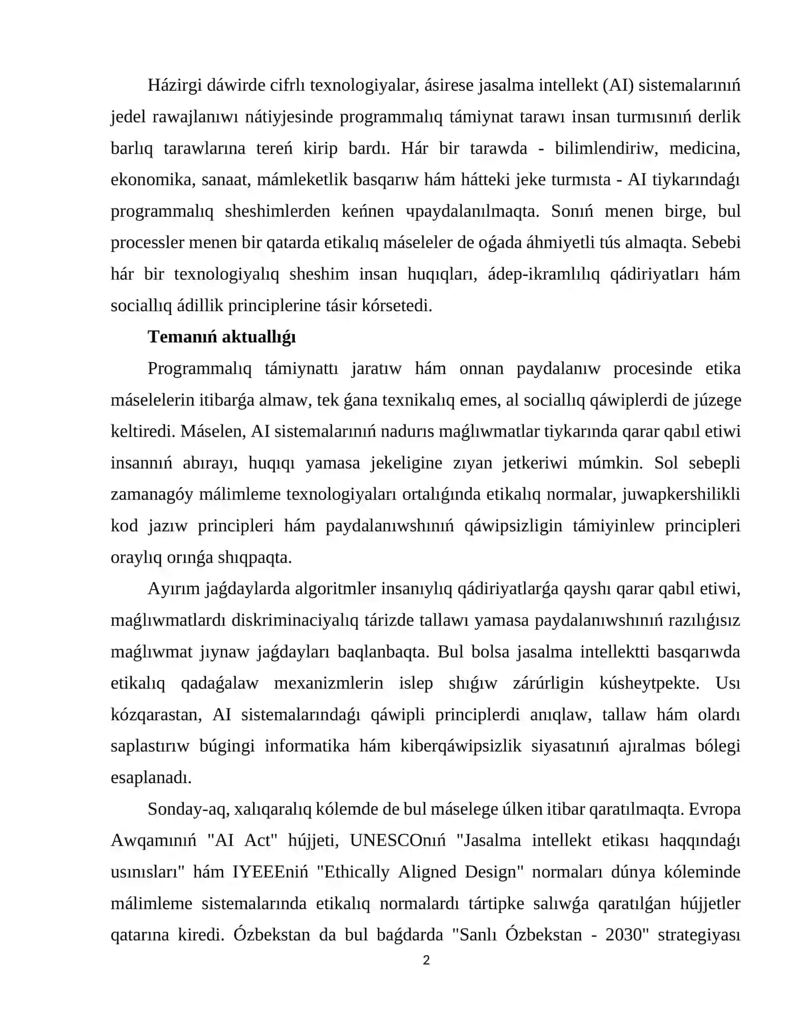 Programmalıq támiynat hám etika túsiniginiń mazmunı 2
