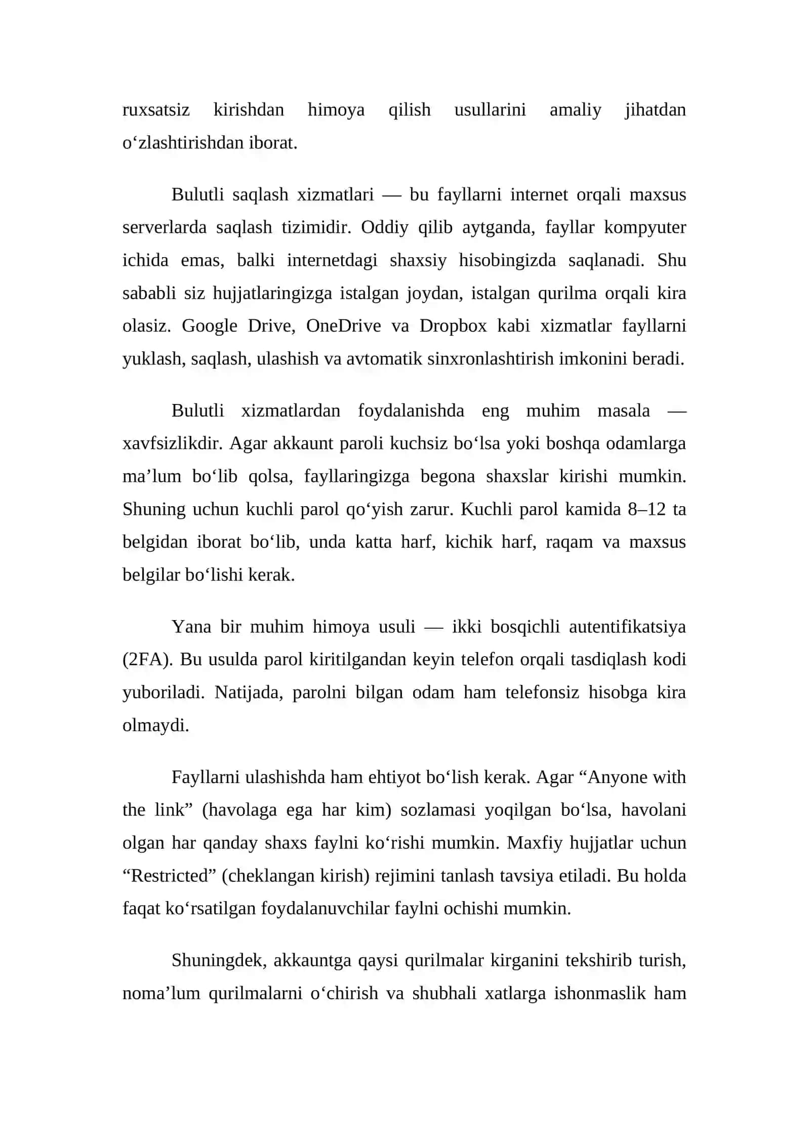 Bulutli xizmatlarda fayllarni xavfsiz saqlash (Google Drive, Microsoft OneDrive, Dropbox) 2