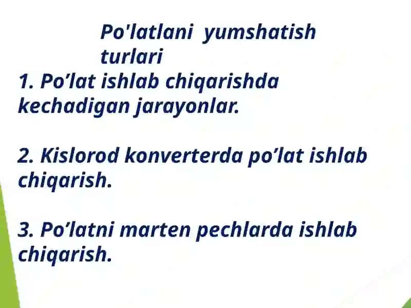 Po'layni yumshatish turlari 2