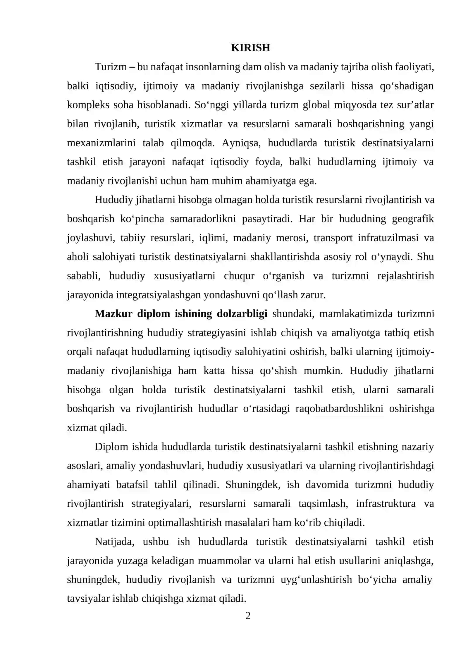 Hududlarda turistik destinatsiyalarni tashkil etishning hududiy jihatlari 2