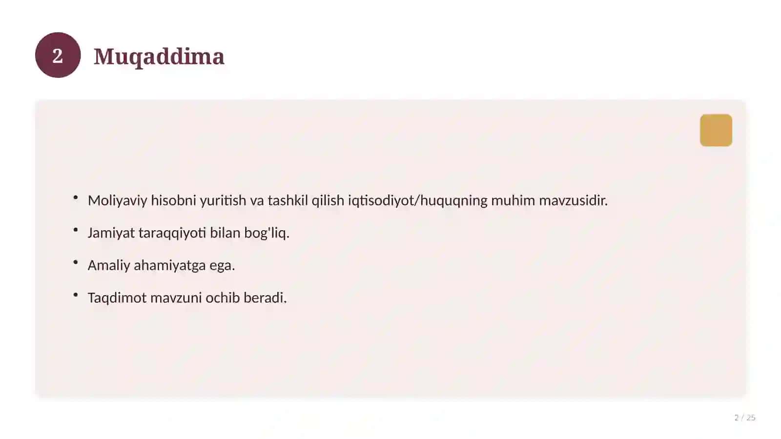 Moliyaviy hisobni yuritish va tashkil qilish 2