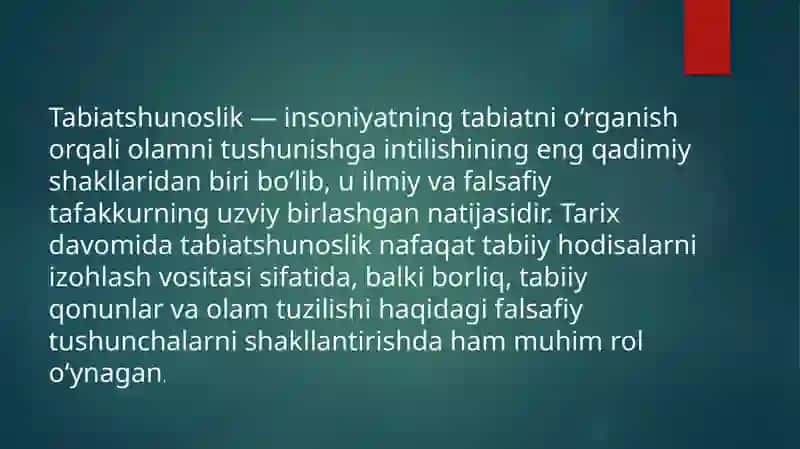 Tabiatshunoslikning falsafiy kontseptsiyalar 2