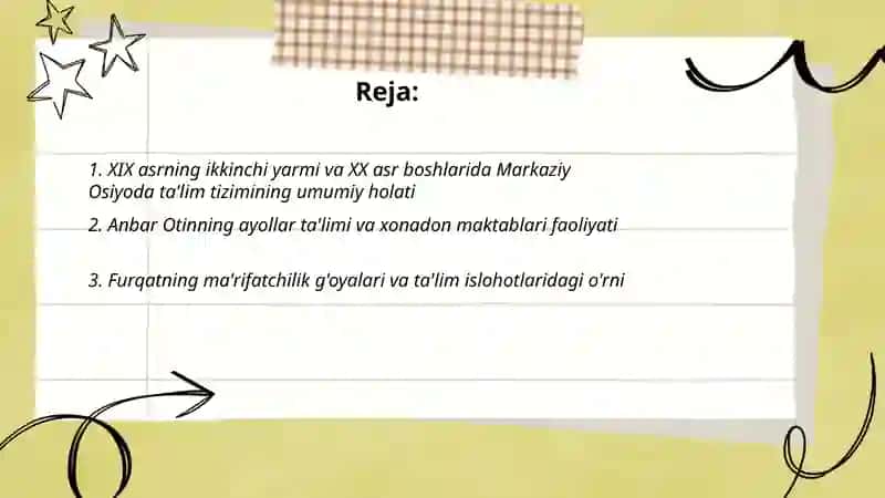XIX asrning ikkinchi yarmi va XX asr boshlarida taʼlim va pedagogik fikrlar 2