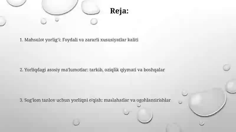 Oziq-ovqat yorliqlari 2