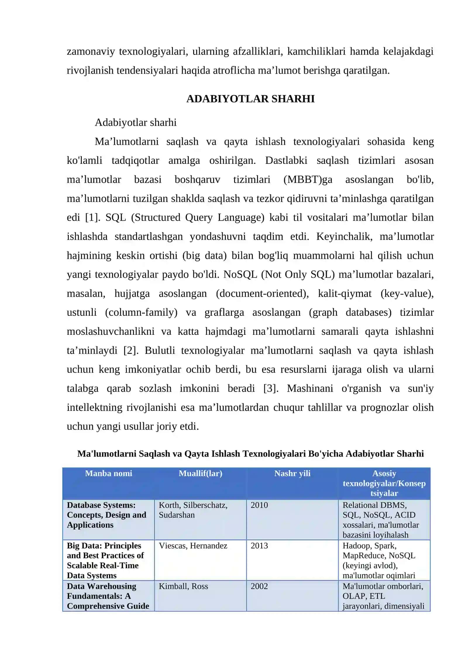 MA’LUMOTLARNI SAQLASH VA QAYTA ISHLASH TEXNOLOGIYALARI 2