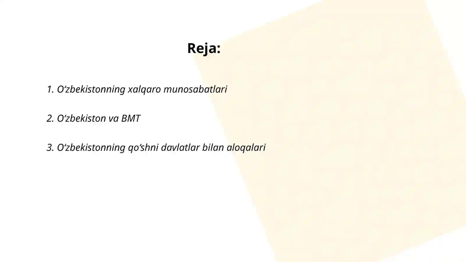 Özbekiston va Jahon hamjamiyati 2