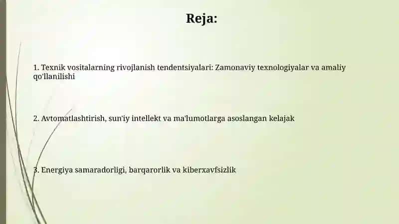 Texnik vositalarning rivojlanish tendentsiyalari 2