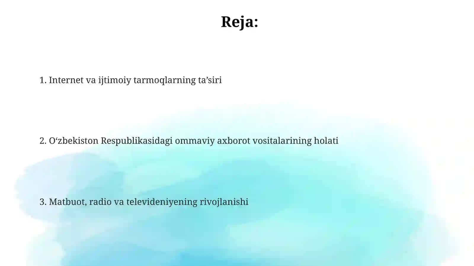 O‘zbekiston Respublikasida ommaviy axborot vositalarining faoliyati 2