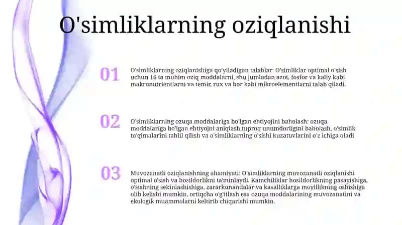 OʼSimliklarning OʻGʻItlarga Ehtiyojini Aniqlash 2